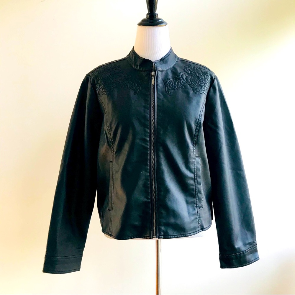 Black Faux Leather Moto Jacket | Women’s XL